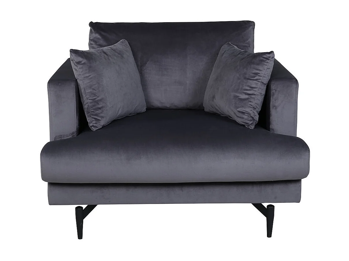 Fauteuil en Velours "Sofia" 104cm Gris Foncé