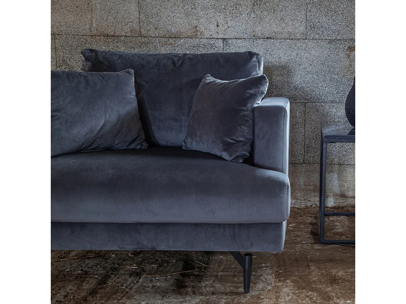 Fauteuil en Velours "Sofia" 104cm Gris Foncé