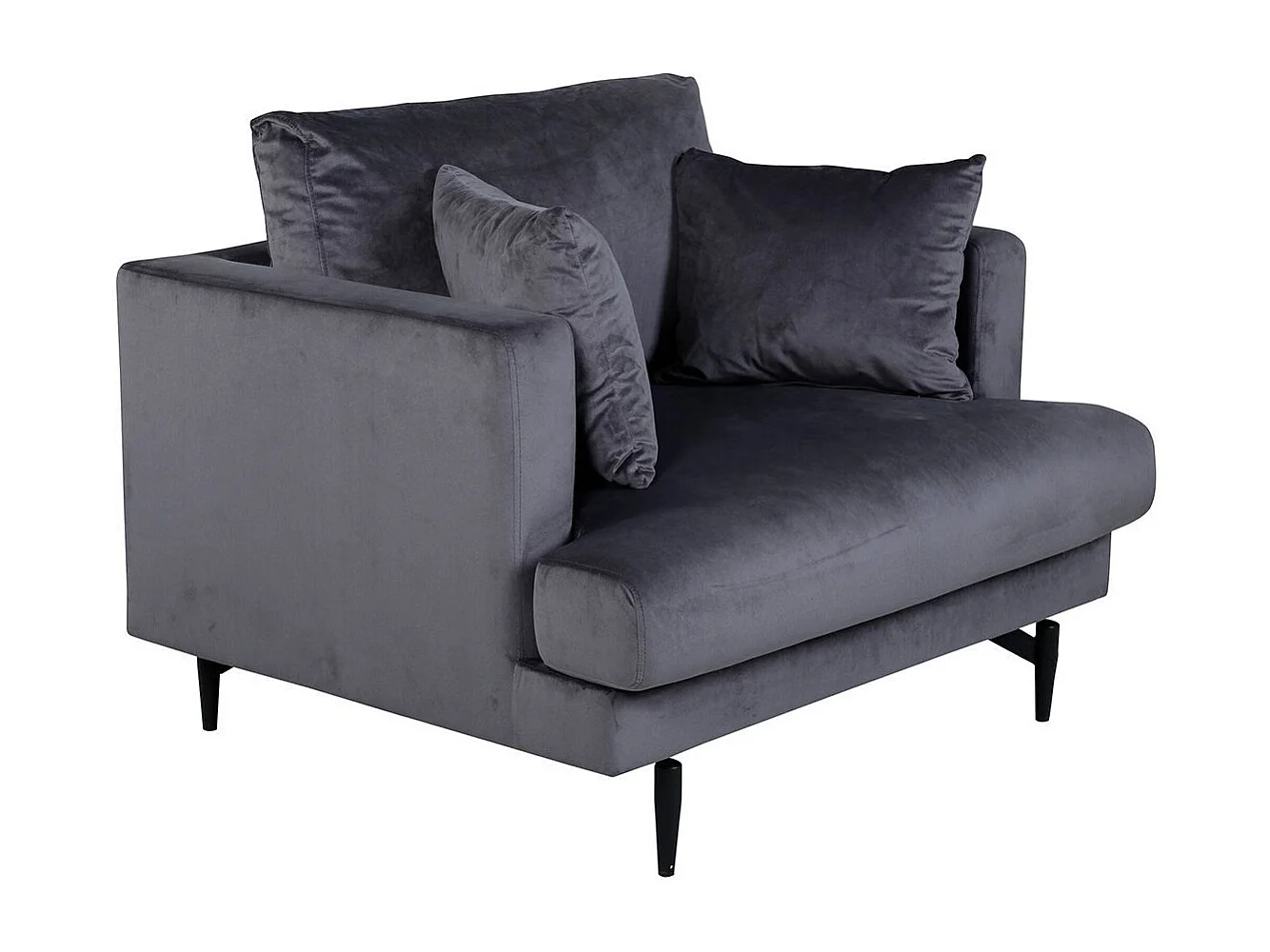 Fauteuil en Velours "Sofia" 104cm Gris Foncé