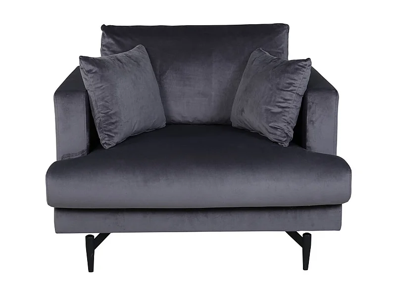 Fauteuil en Velours "Sofia" 104cm Gris Foncé