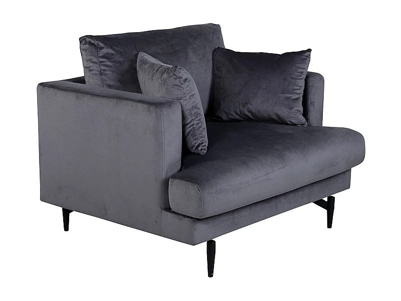 Fauteuil en Velours "Sofia" 104cm Gris Foncé