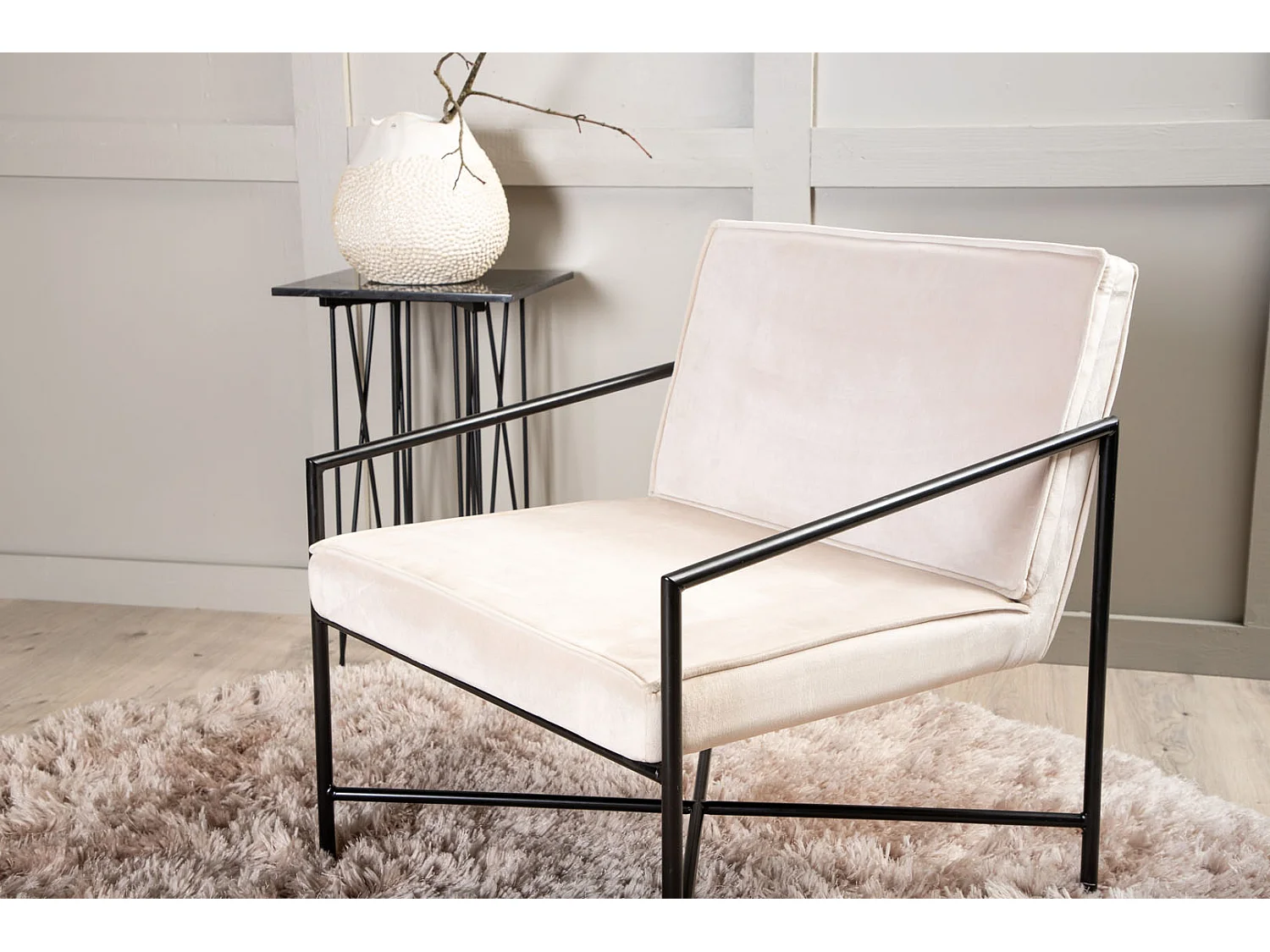 Rakel Fauteuil velours Beige.