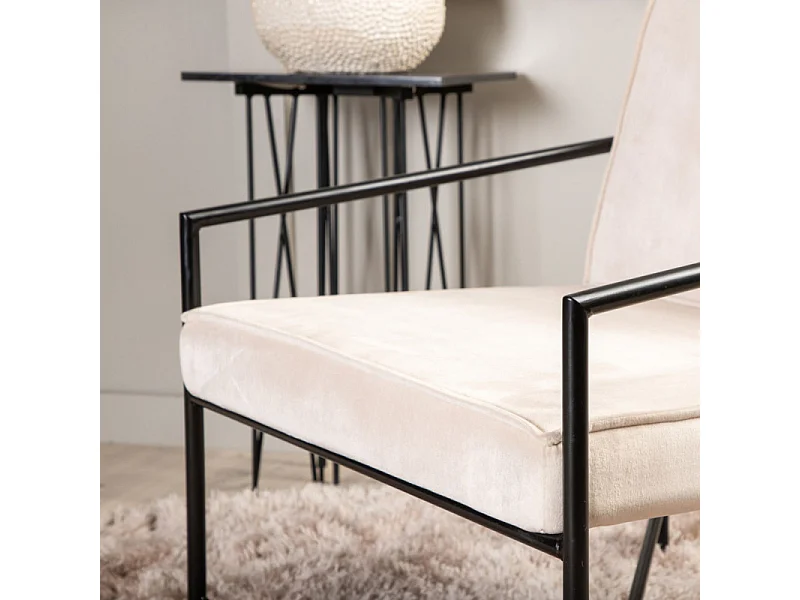 Rakel Fauteuil velours Beige.