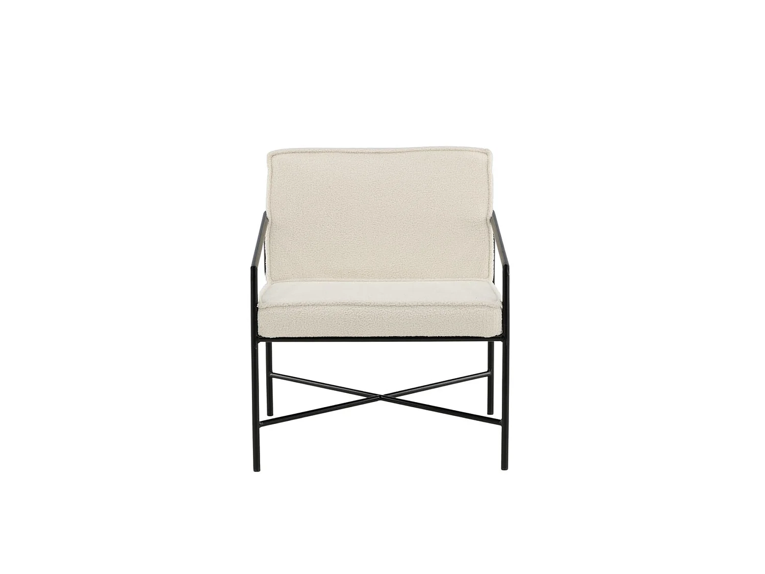 Fauteuil Design Bouclette "Rakel" 78cm Blanc Cassé