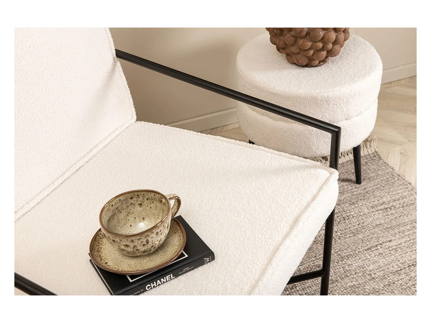 Rakel fauteuil teddy stof offwhite.