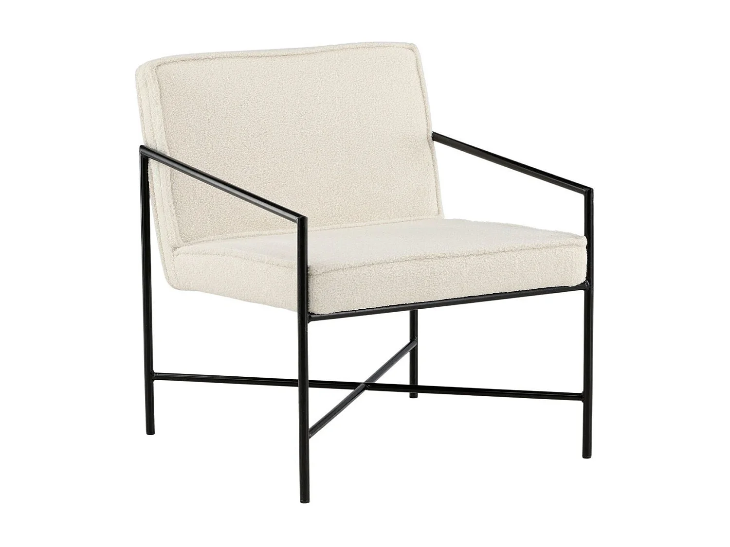 Fauteuil Design Bouclette "Rakel" 78cm Blanc Cassé