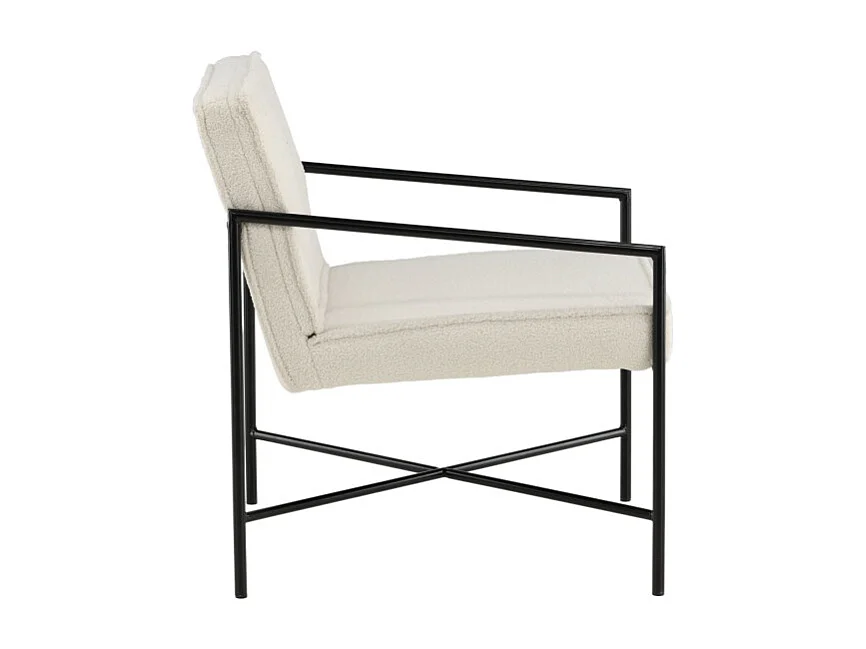 Fauteuil Design Bouclette "Rakel" 78cm Blanc Cassé