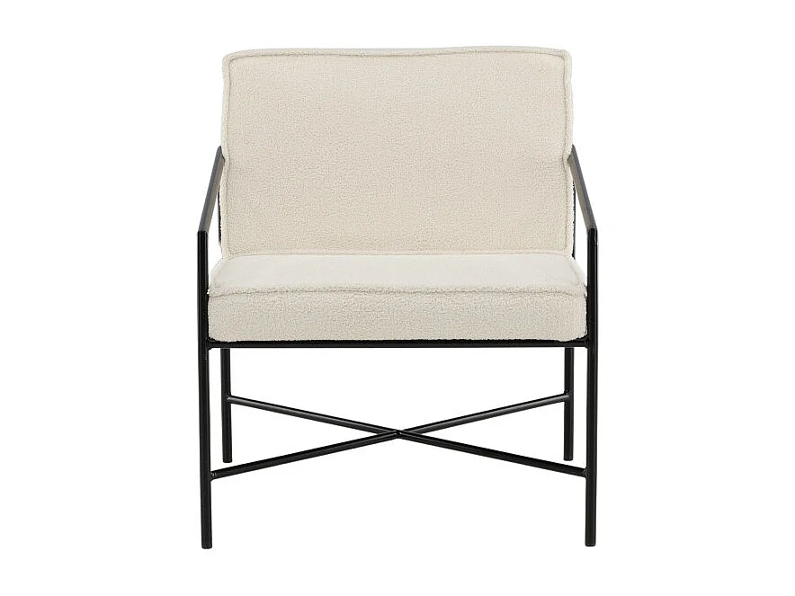 Fauteuil Design Bouclette "Rakel" 78cm Blanc Cassé
