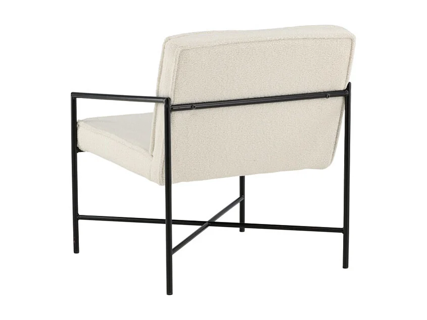 Fauteuil Design Bouclette "Rakel" 78cm Blanc Cassé