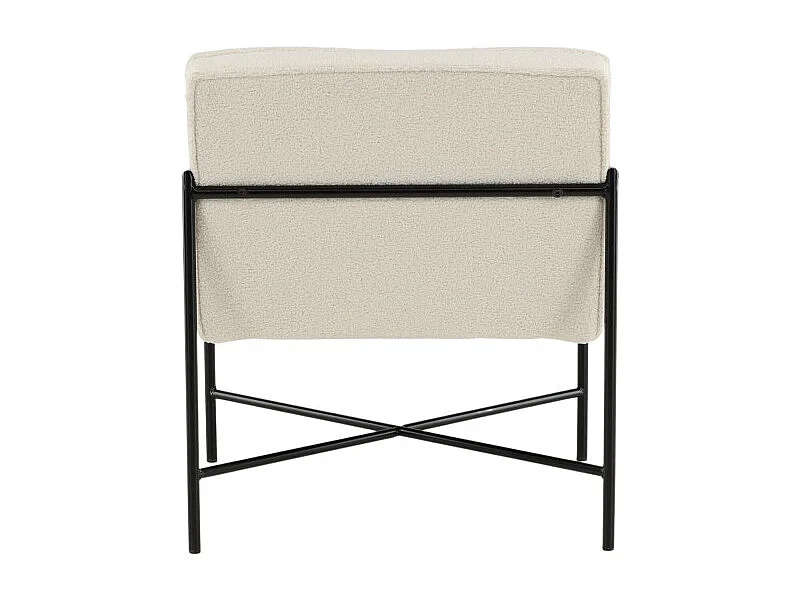 Fauteuil Design Bouclette "Rakel" 78cm Blanc Cassé