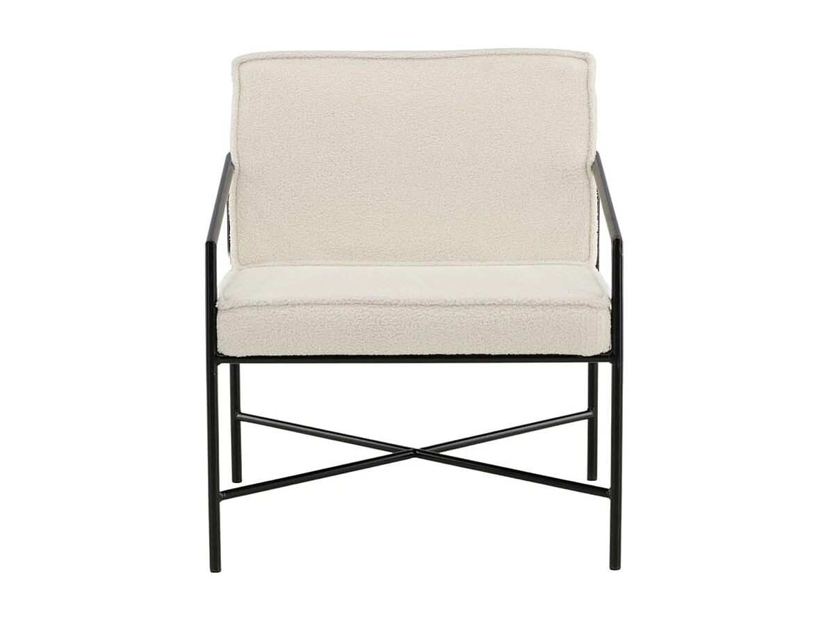 Rakel Boom Fauteuil tissu Teddy, blanc cassé.
