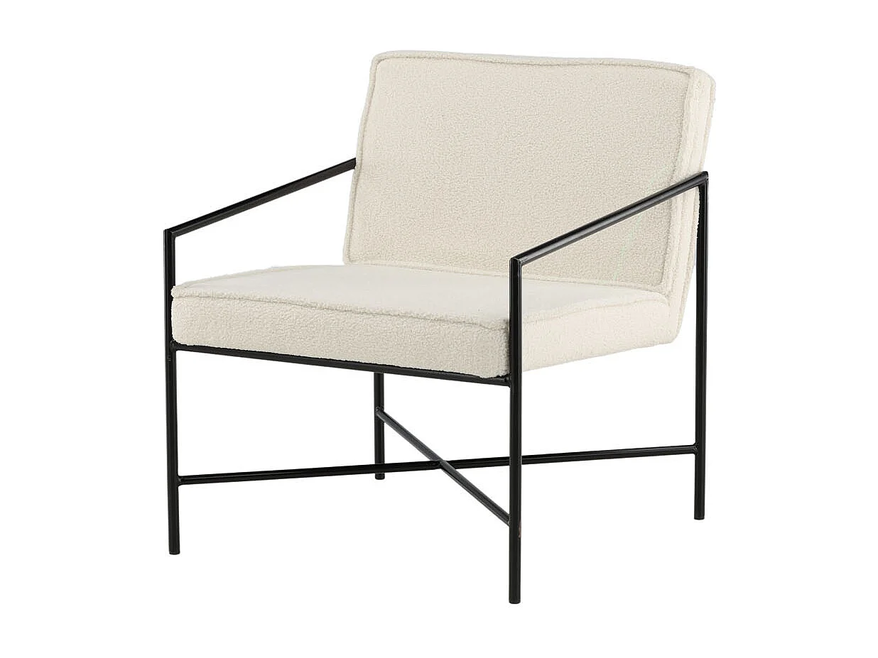 Rakel Boom Fauteuil tissu Teddy, blanc cassé.