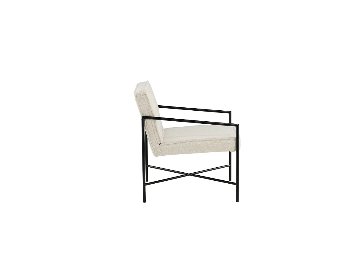 Fauteuil Design Bouclette "Rakel" 78cm Blanc Cassé