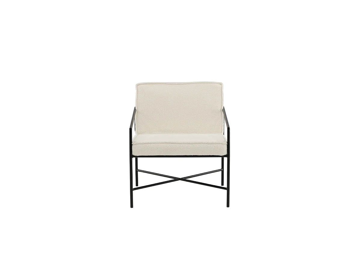 Fauteuil Design Bouclette "Rakel" 78cm Blanc Cassé
