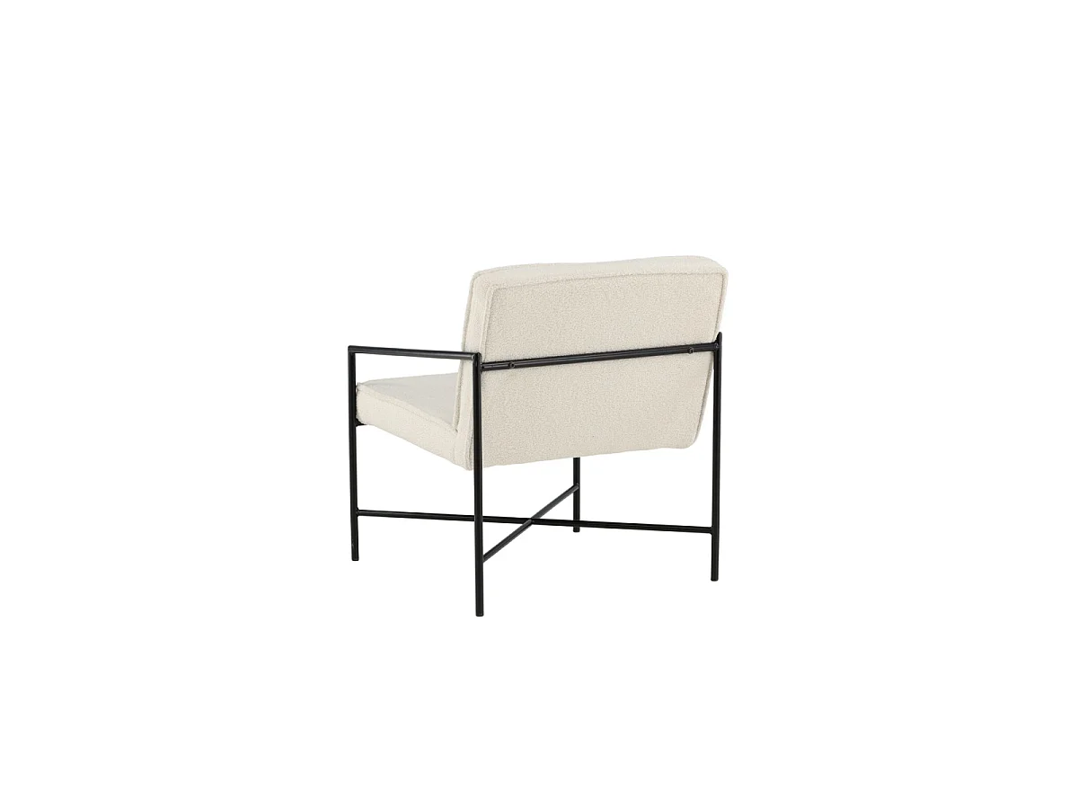 Fauteuil Design Bouclette "Rakel" 78cm Blanc Cassé