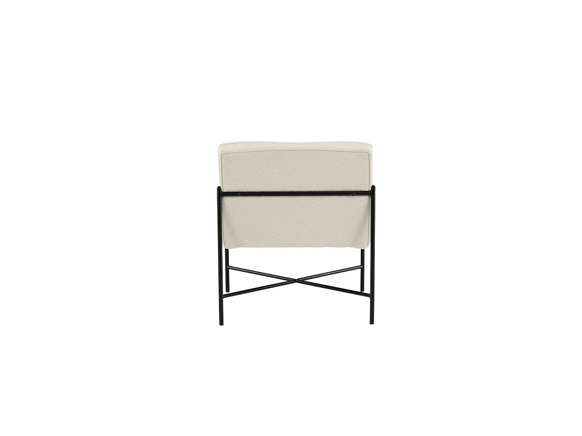 Fauteuil Design Bouclette "Rakel" 78cm Blanc Cassé