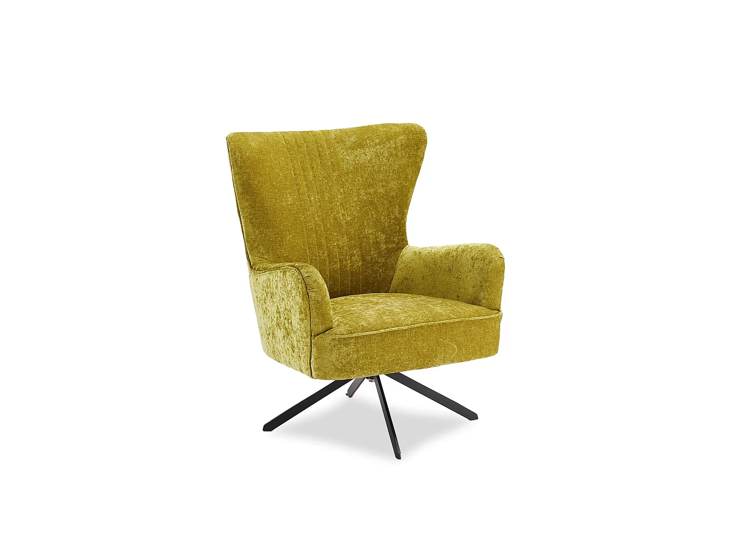 Bobby fauteuil met draaivoet groen, metaal zwart.