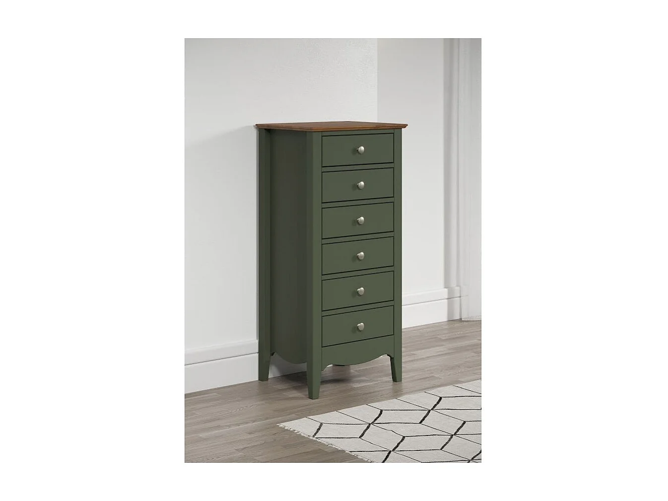 Lissabon Kommode 6 Schubladen grün,braun.