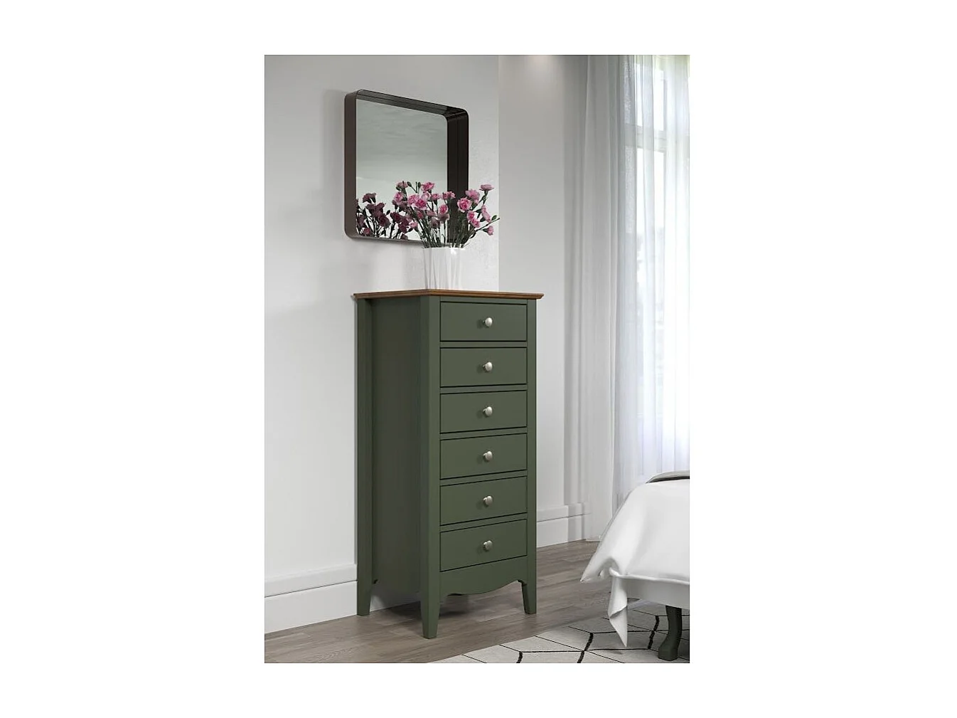 Lissabon Kommode 6 Schubladen grün,braun.