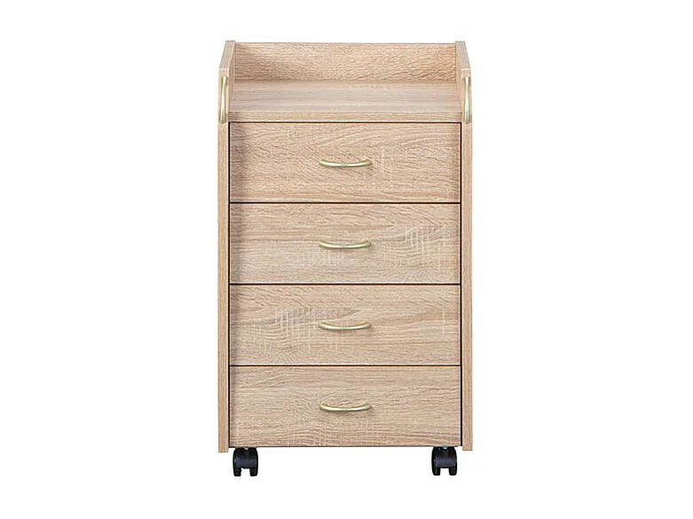 Noha Commode à roulettes, 4 tiroirs, imitation chêne Sonoma.