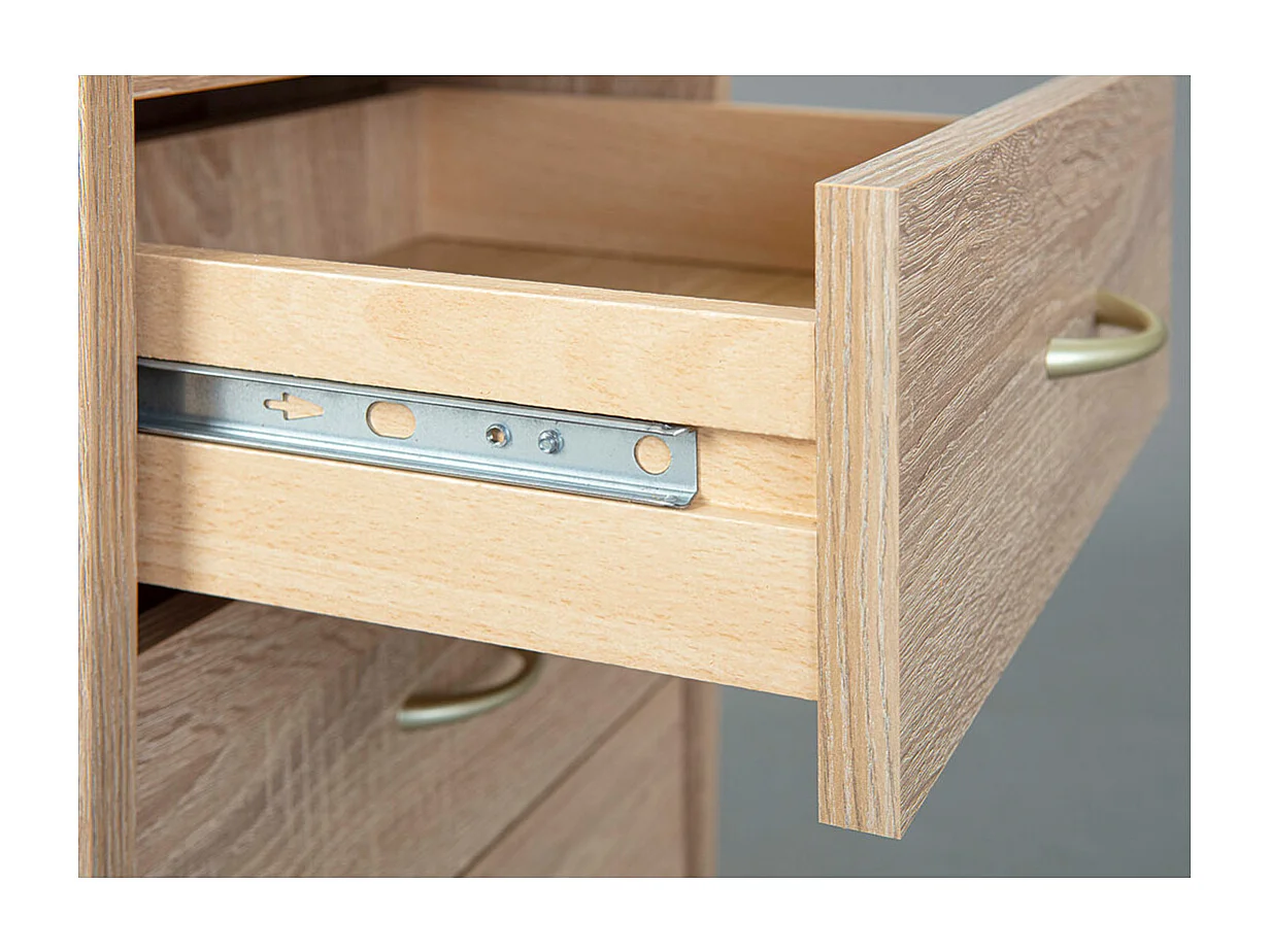 Noha Commode à roulettes, 4 tiroirs, imitation chêne Sonoma.