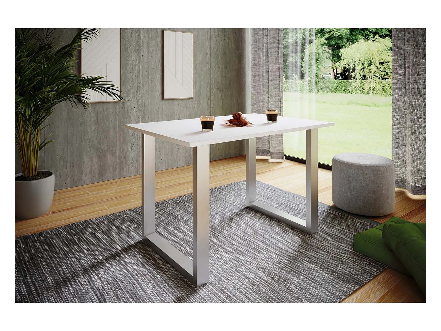 Dining table Xona Silver / White H. 76 x W. 140 x D. 80 cm