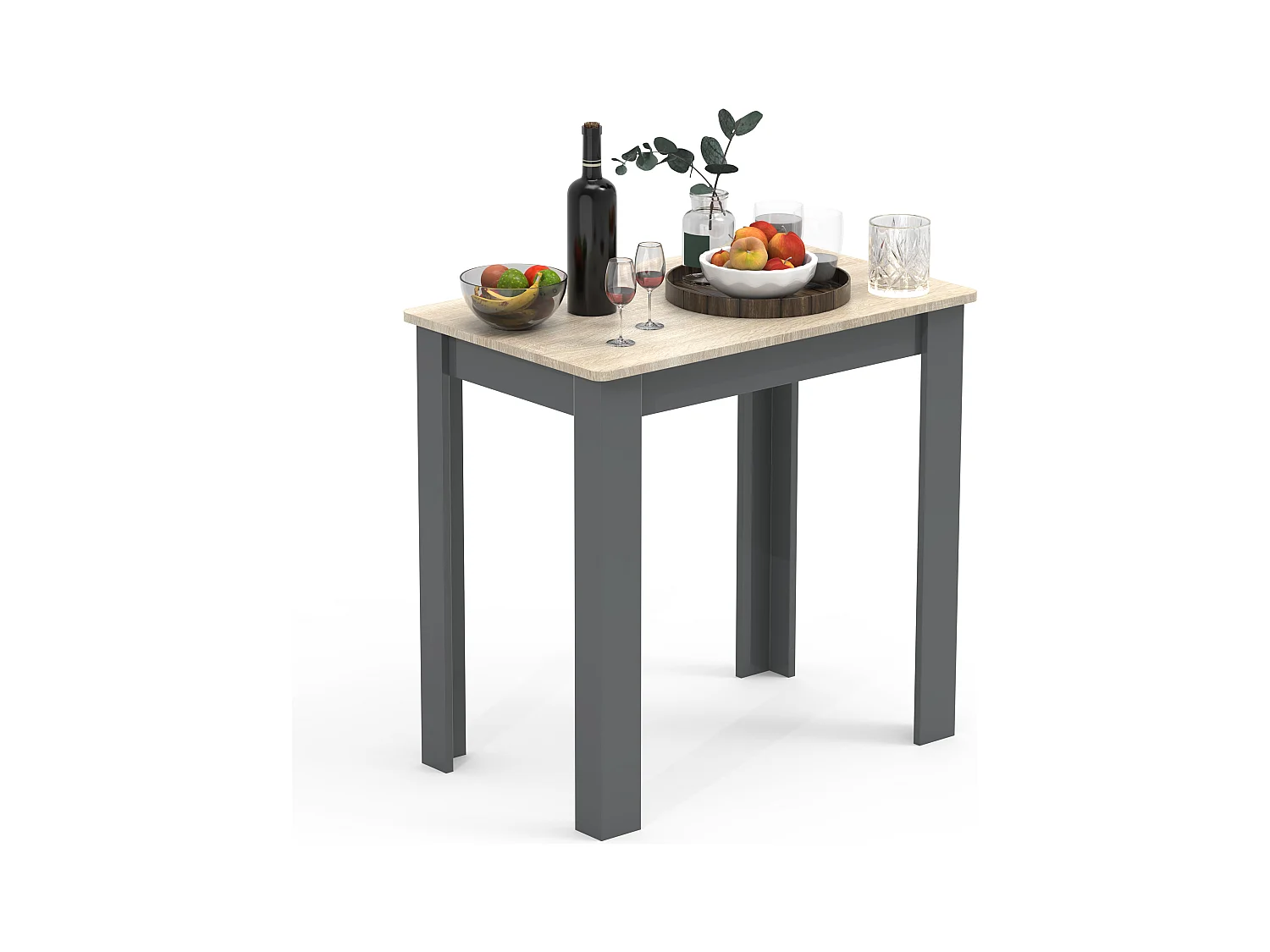 Dining table Esal Anthracite / honey oak H. 76 x W. 80 x D. 50 cm