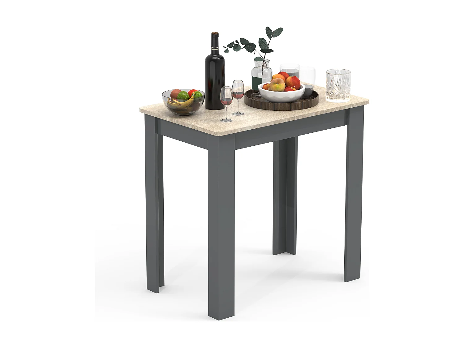 Mesa de jantar de madeira VCM | A. 76 x L. 80 x P. 50 cm | Mesa de jantar de mesa de cozinha Esal (antracite / mel de carvalho)