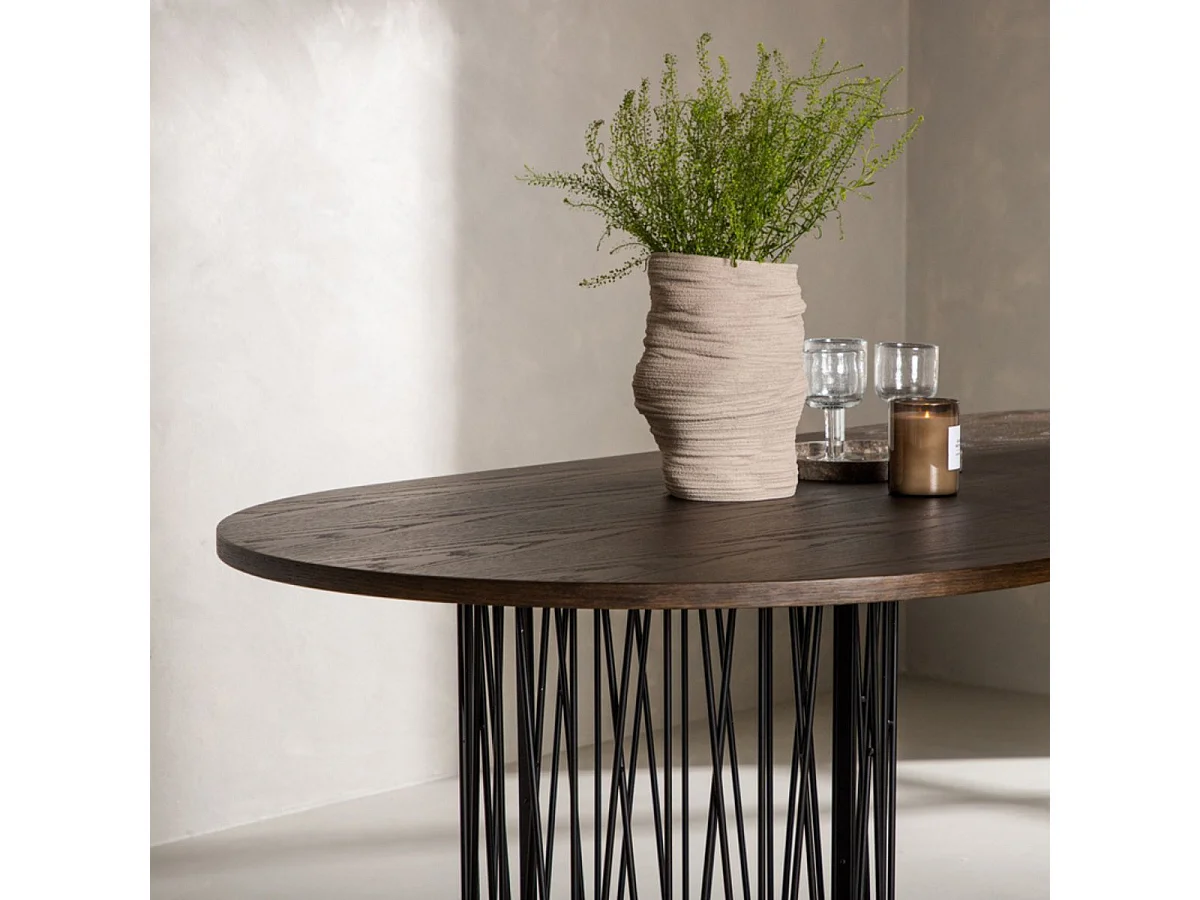 Stone eetkamertafel 100x220cm zwart, bruin.