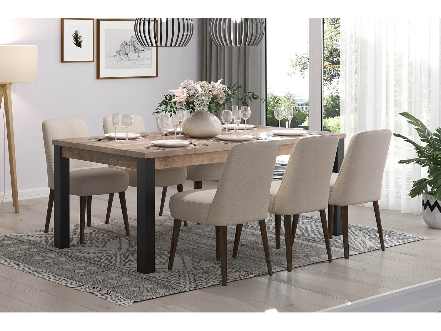 Emile table de salle à manger 100x200 cm chêne décor.