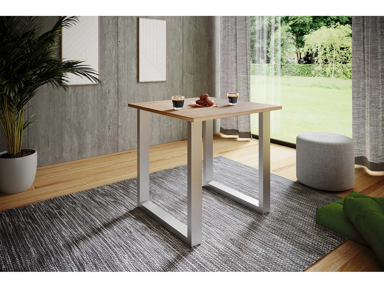 Dining table Xona Silver / Sonoma oak H. 76 x W. 80 x D. 50 cm