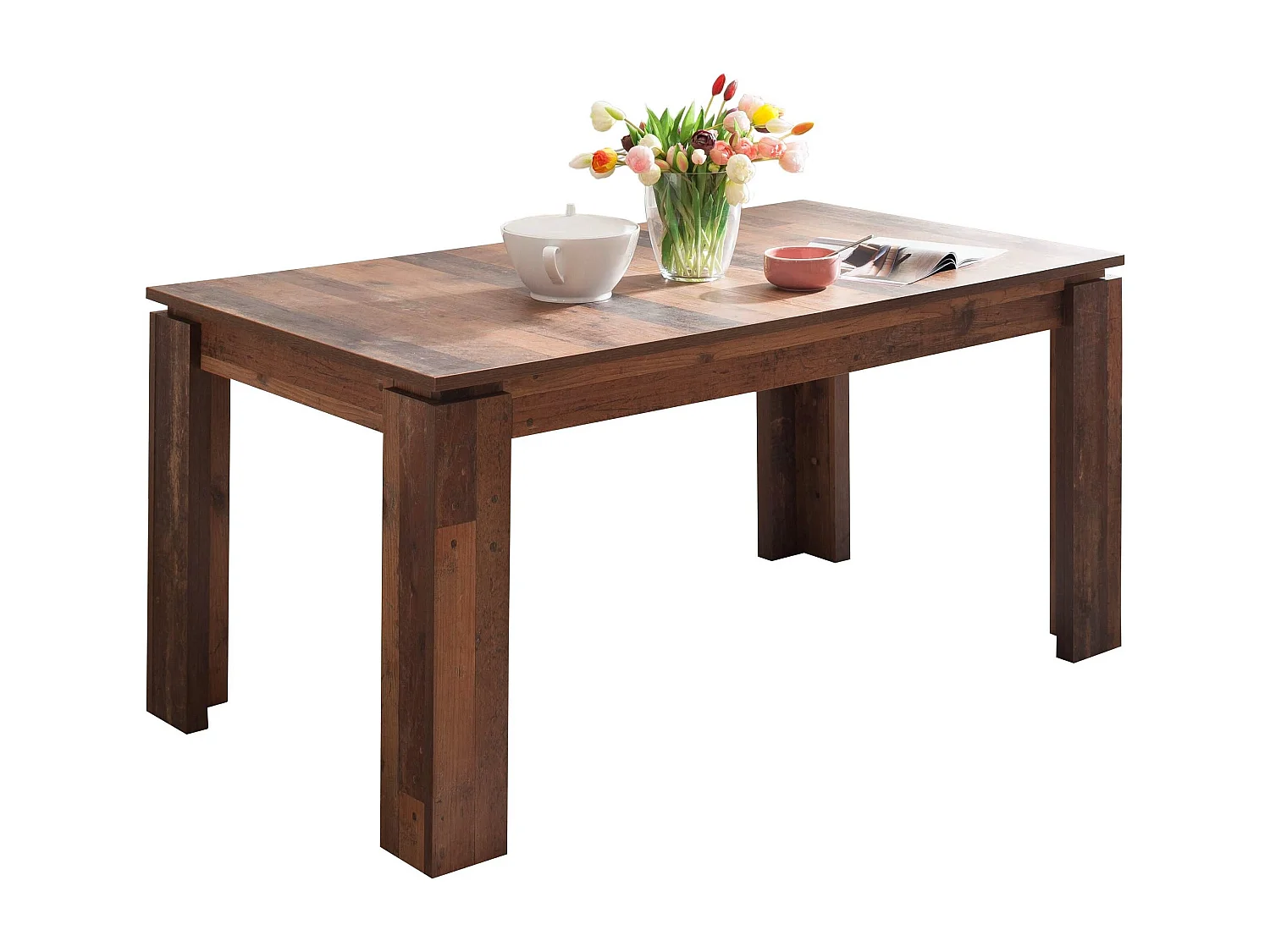 Table à manger extensible 160-200cm chêne rustique Koryne