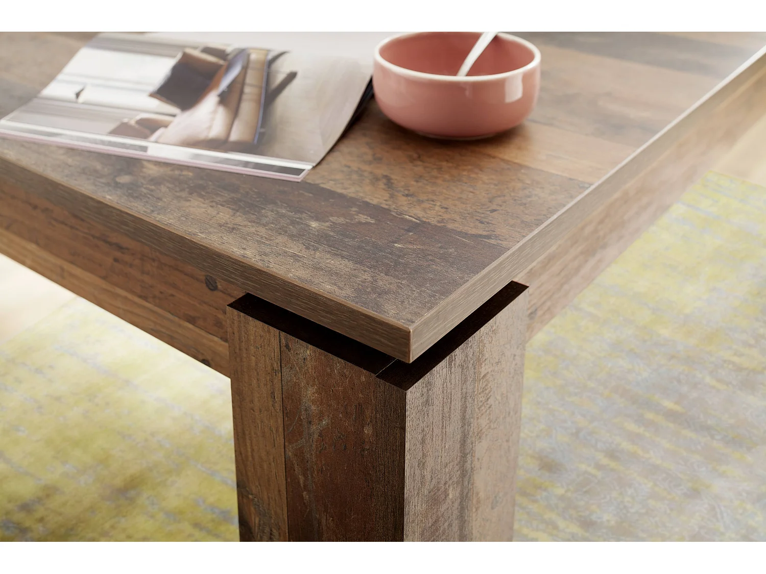 Table à manger extensible 160-200cm chêne rustique Koryne