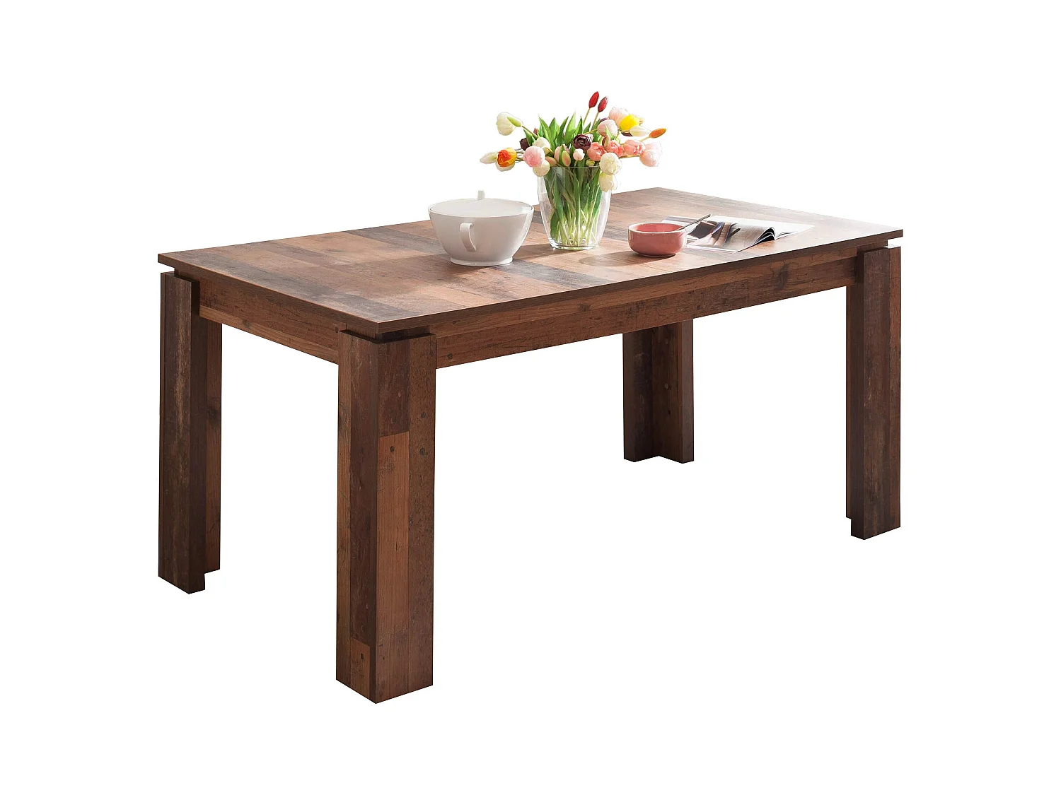 Table à manger extensible 160-200cm chêne rustique Koryne