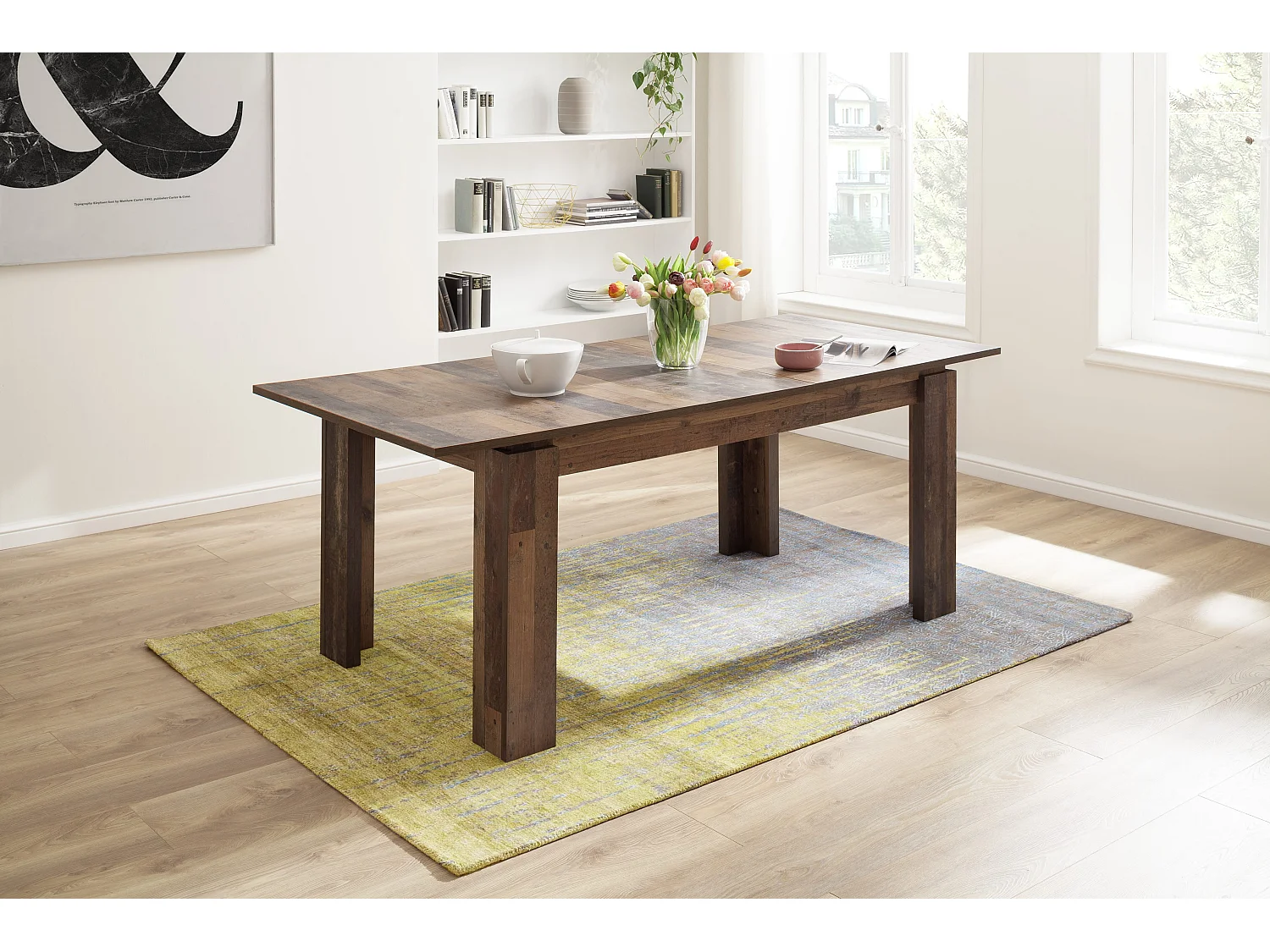 Koryne uitschuifbare eettafel 160/200 cm rustiek eiken