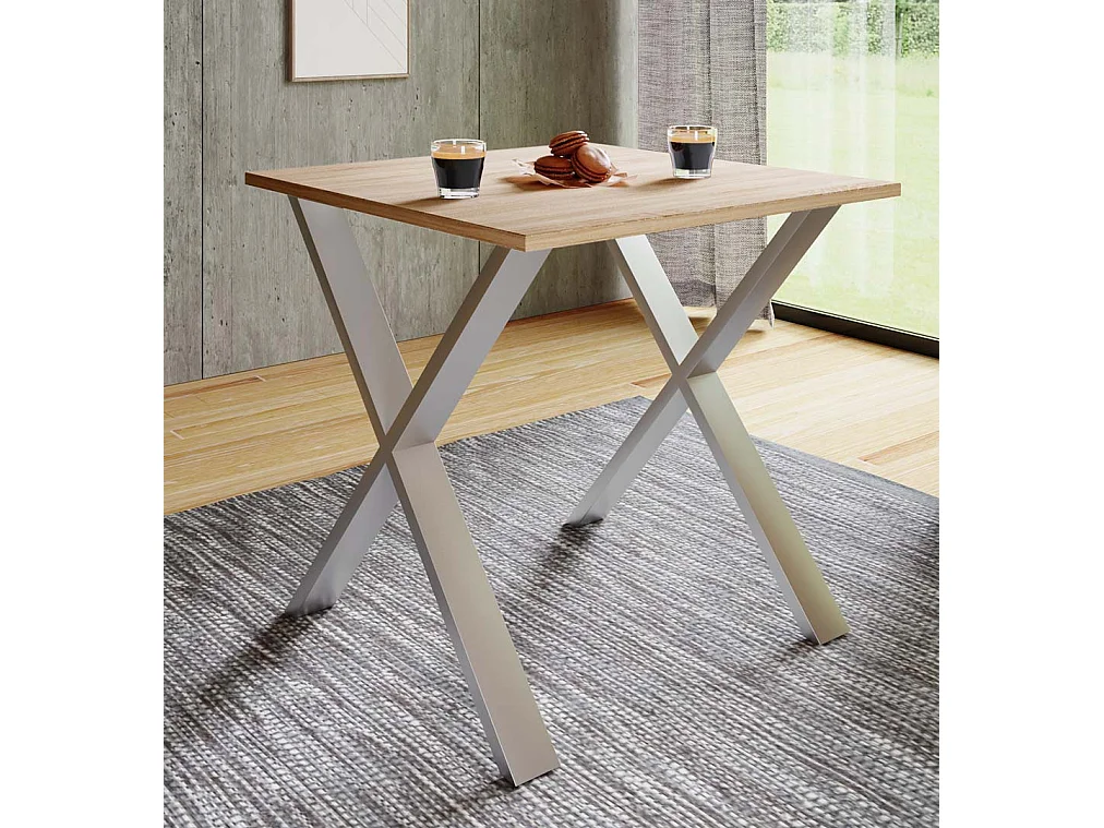 Dining table Xona Silver / Sonoma oak H. 76 x W. 80 x D. 50 cm