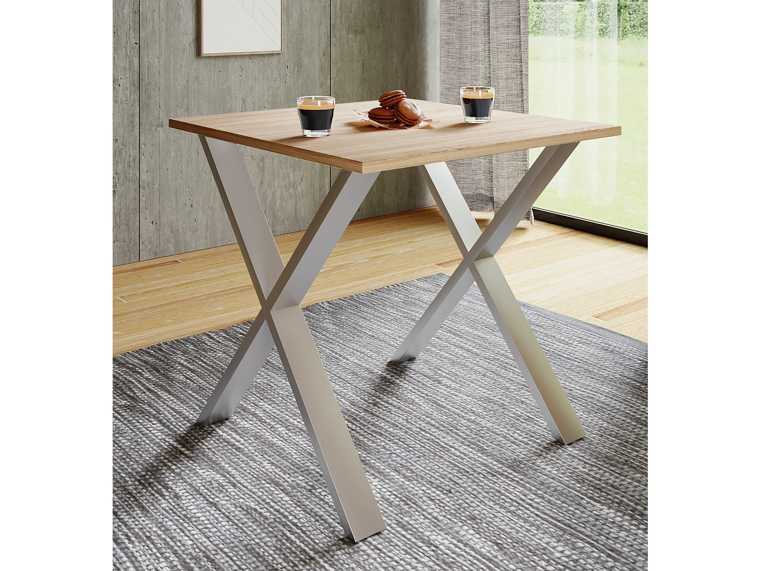 Dining table Xona Silver / Sonoma oak H. 76 x W. 80 x D. 50 cm