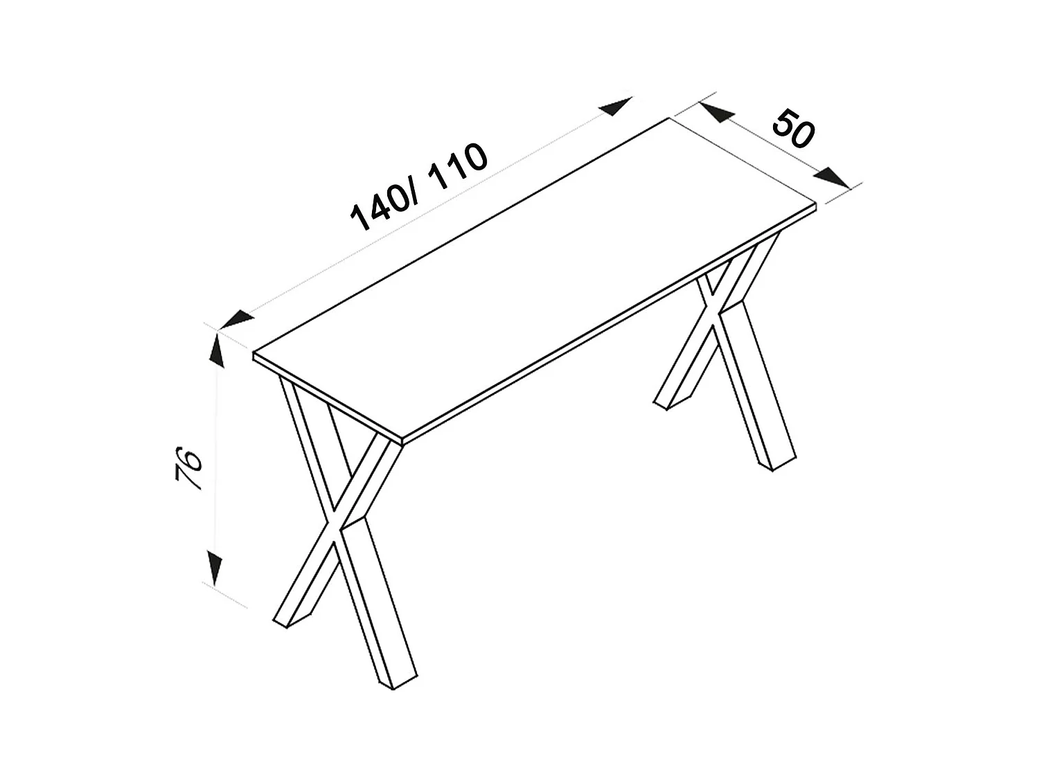 Mesa de jantar de madeira VCM Premium | A. 76 x L. 110 x P. 50 cm | Mesa de jantar de mesa de cozinha Xona X (Prata / Branco)