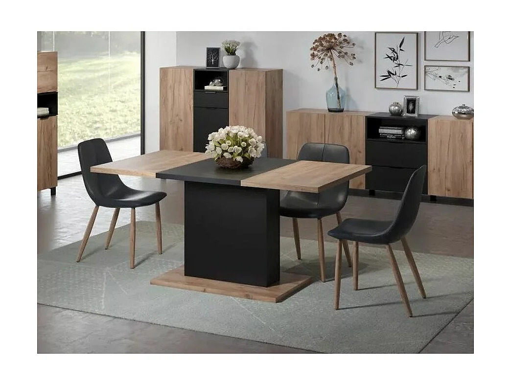 Table à manger en bois de chêne bicolore Paula L 160cm