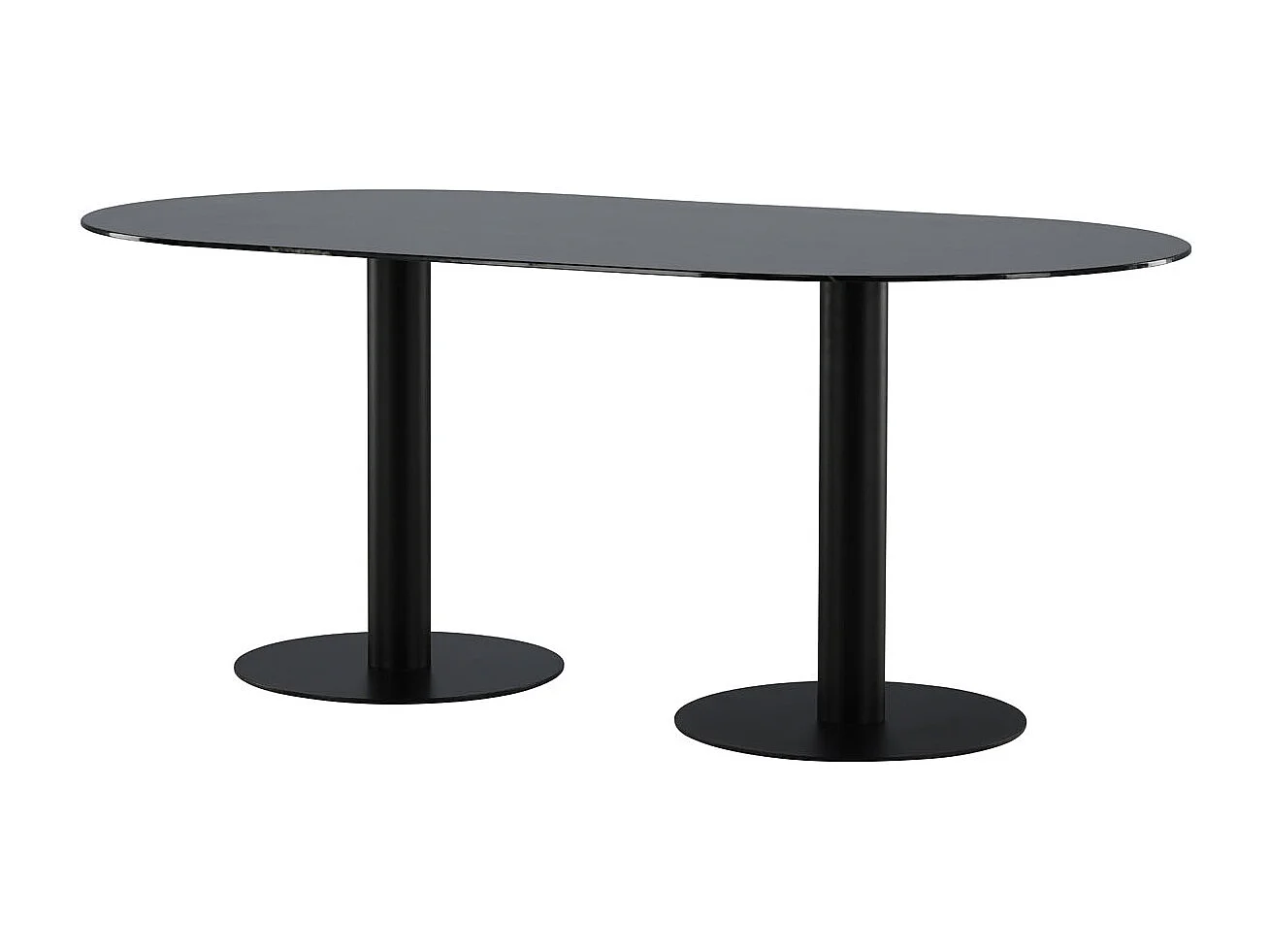 Pillan eetkamertafel 100x180cm glas zwart marmer decor.