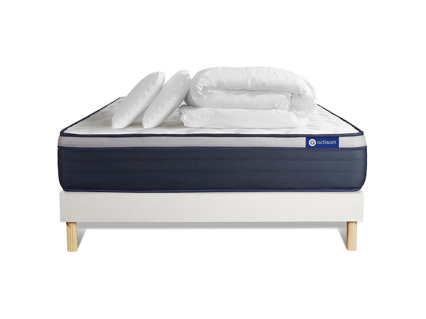 Compleet bedpakket - Matras 140x200 cm + Lattenbodem (kit) + 2 kussens + Dekbed - Actilatex Max