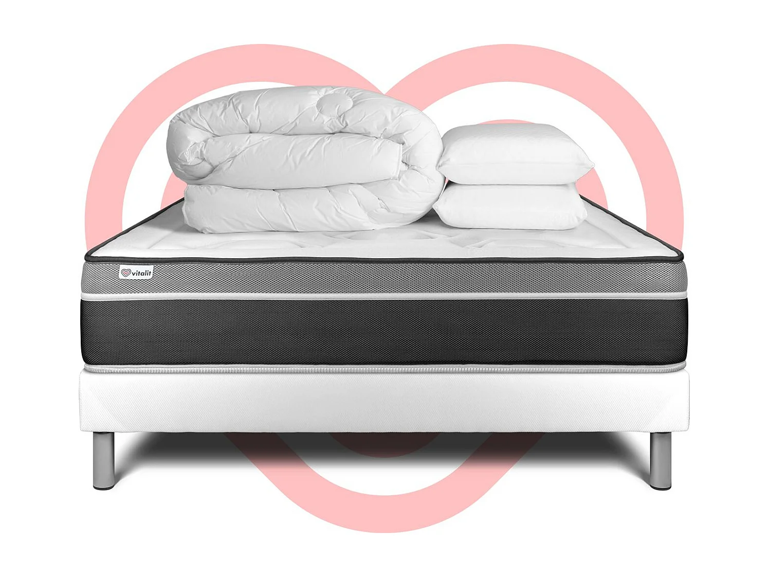 Pack prêt à dormir VITAL CARE 200 x 200 cm sommier Kit blanc