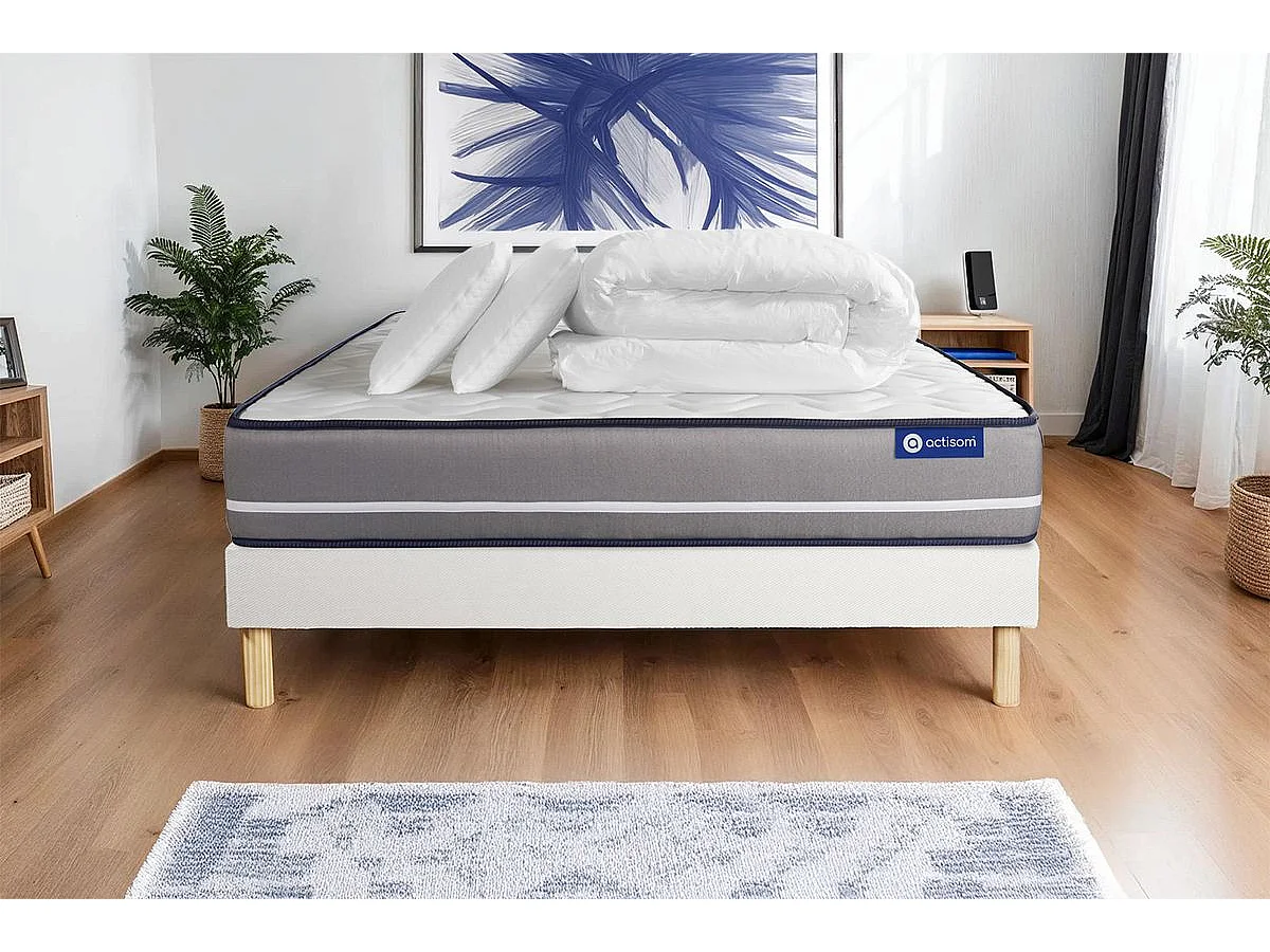 Compleet bedpakket - Matras 140x190 cm + Lattenbodem (kit) + 2 kussens + Dekbed - Actilatex Pur