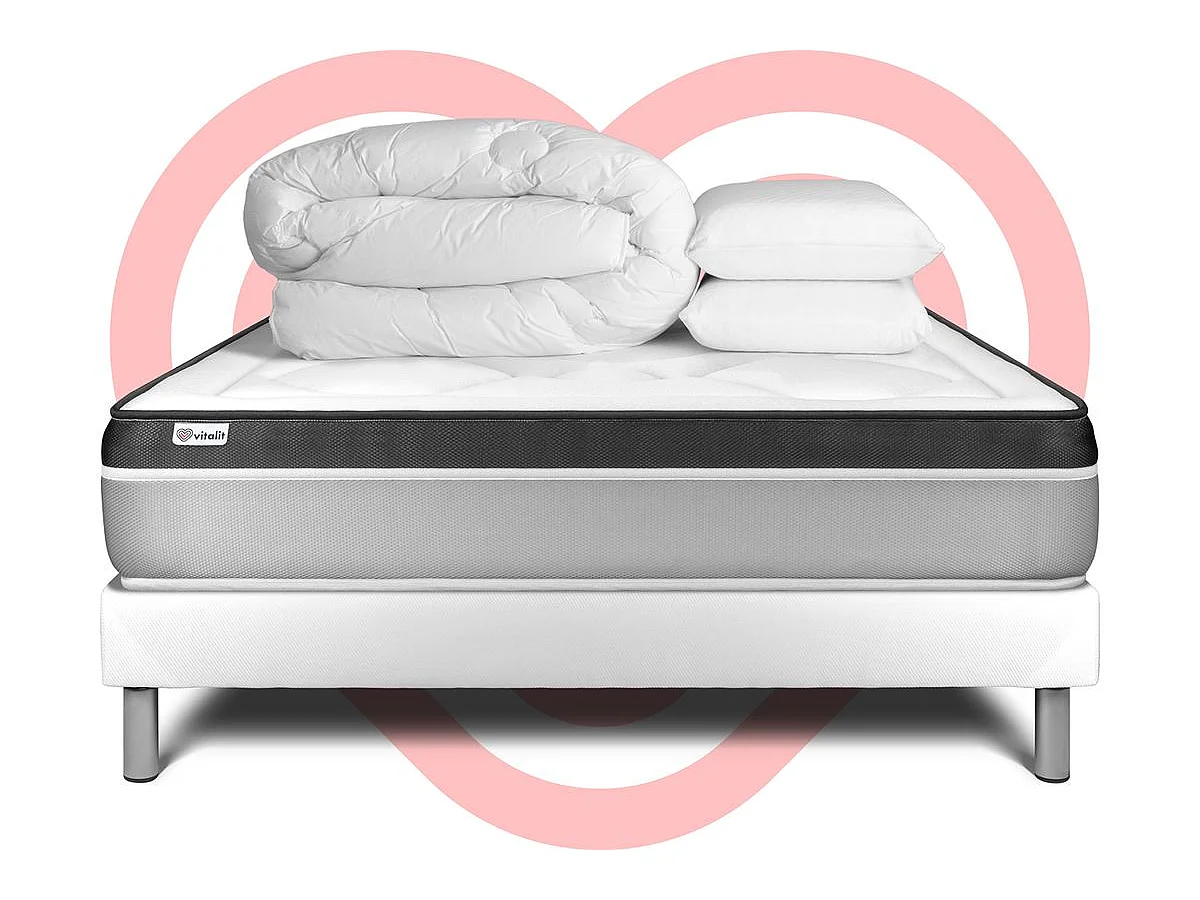Pack prêt à dormir VITAL ERGO 140 x 200 cm sommier Kit blanc