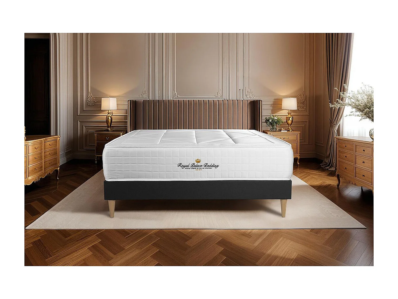 Ensemble matelas ressorts ensachés + mémoire de forme maxi épaisseur Windsor 140x200