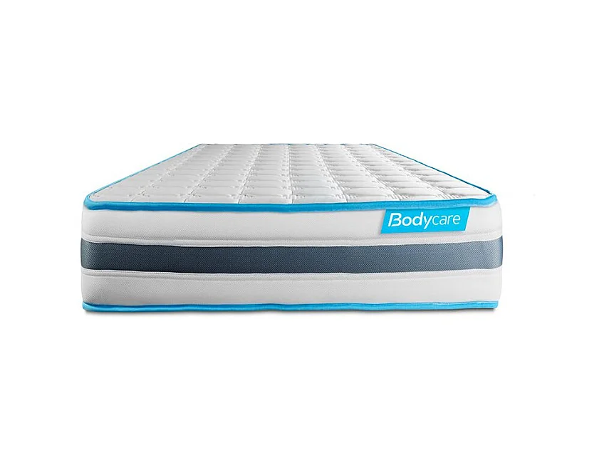 Ensemble 90x200 matelas BodyFlex ressorts ensachés et mémoire de forme + sommier kit blanc