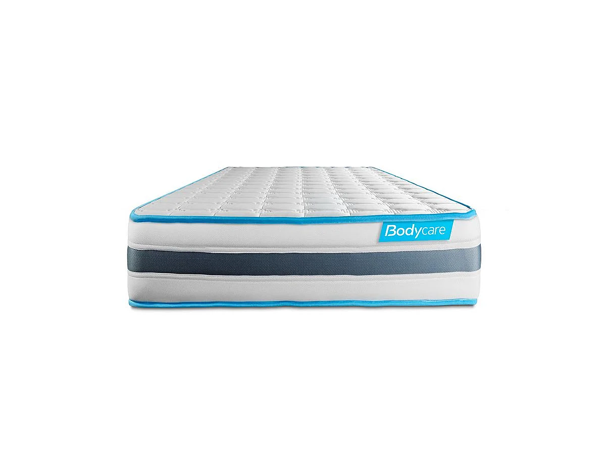 Ensemble 90x200 matelas BodyFlex ressorts ensachés et mémoire de forme + sommier kit blanc