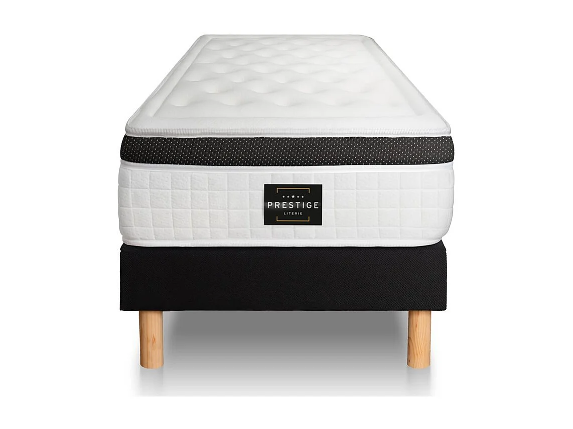 Ensemble Privilège 90x190 Mémoire de forme 5 zones sommier noir