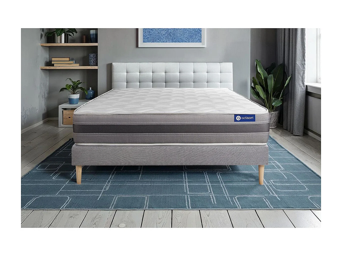 Lattenbodem en Actimemo relax matras 90x200cm , matrasdikte : 24 cm , traagschuim , vrij stevig, 5 comfortzones