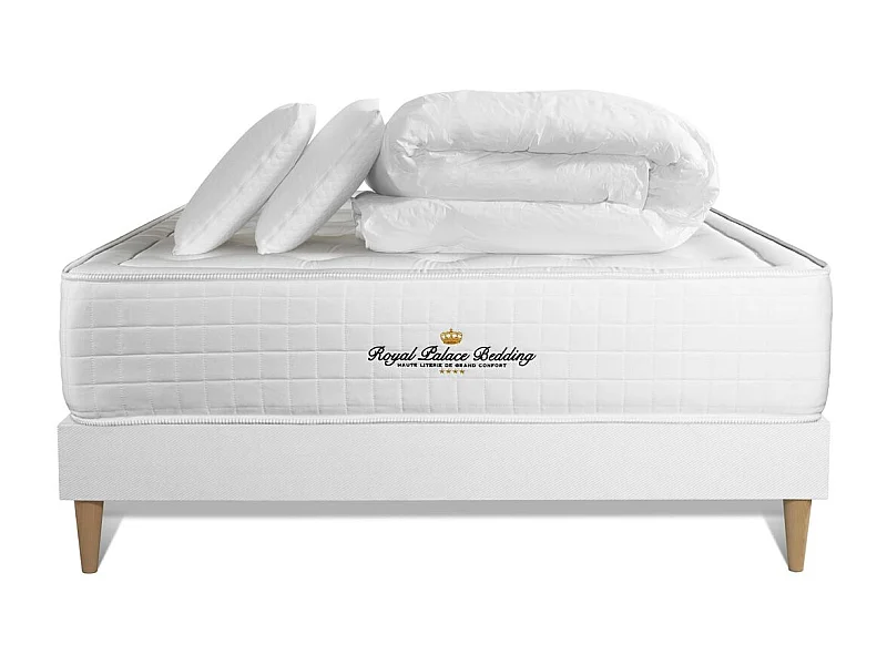 Pack matelas à mémoire de forme maxi épaisseur Buckingham 160x200cm + 2 oreillers + 1 couette 260x240cm